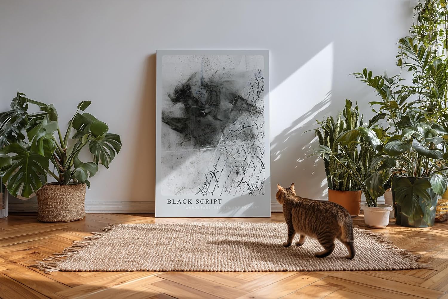 Paul Sinus Kunstdruck 40x60cm Black Script Schrift Asche Grau Text Kunst Worte Bewegung