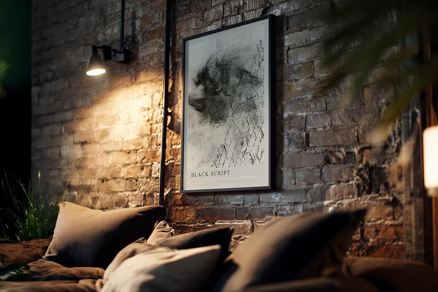 Paul Sinus Kunstdruck 40x60cm Black Script Schrift Asche Grau Text Kunst Worte Bewegung