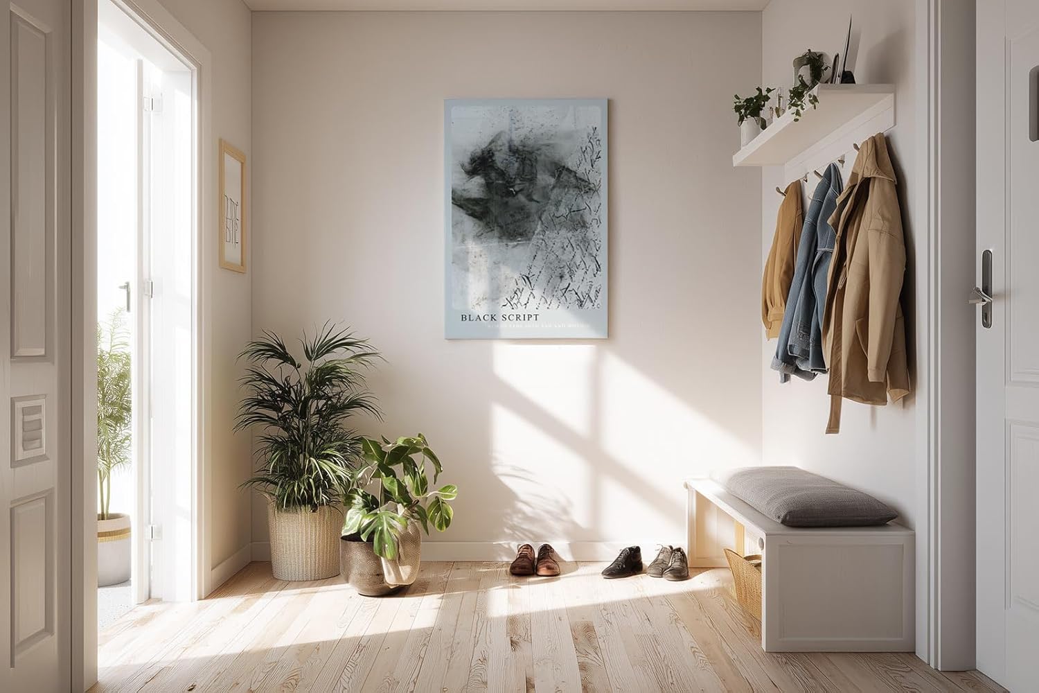 Paul Sinus Kunstdruck 40x60cm Black Script Schrift Asche Grau Text Kunst Worte Bewegung