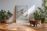 Paul Sinus Kunstdruck 40x60cm Blossom Perch – Vogel auf blühendem Ast in zartem Blütendesign und poetischer Harmonie