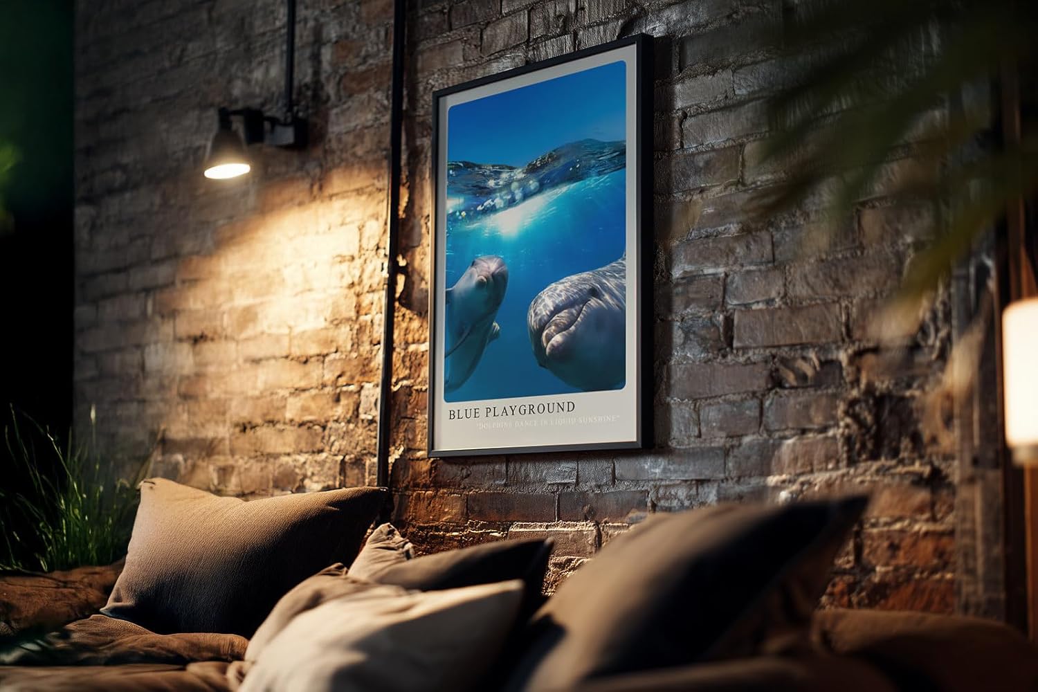 Paul Sinus Kunstdruck 40x60cm Blue Playground Delfine im klaren Ozean unter Wasser und Sonnenlicht