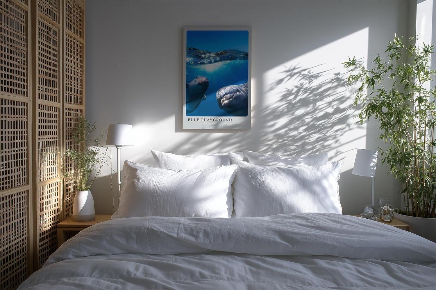 Paul Sinus Kunstdruck 40x60cm Blue Playground Delfine im klaren Ozean unter Wasser und Sonnenlicht