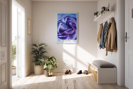 Paul Sinus Kunstdruck 40x60cm Blume Makro Blau Lila Rose Dunkelheit Lichtspiel Midnight Bloom