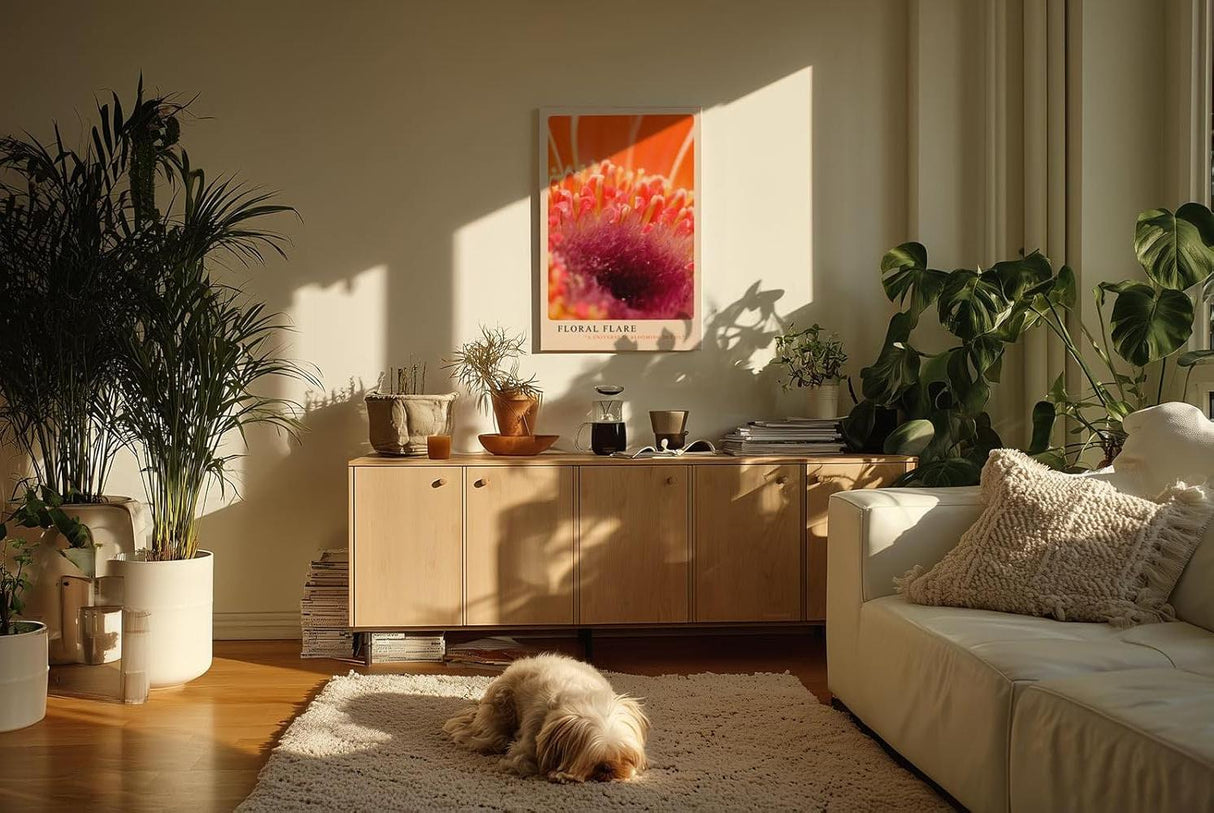 Paul Sinus Kunstdruck 40x60cm Blume Makro orange pink Nahaufnahme Detail Floral Flare