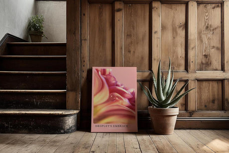 Paul Sinus Kunstdruck 40x60cm Blume Tropfen Makro Rosa Licht Nahaufnahme Droplet's Embrace