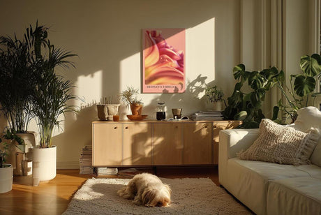 Paul Sinus Kunstdruck 40x60cm Blume Tropfen Makro Rosa Licht Nahaufnahme Droplet's Embrace