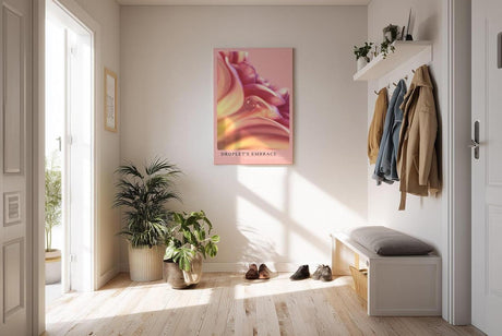 Paul Sinus Kunstdruck 40x60cm Blume Tropfen Makro Rosa Licht Nahaufnahme Droplet's Embrace