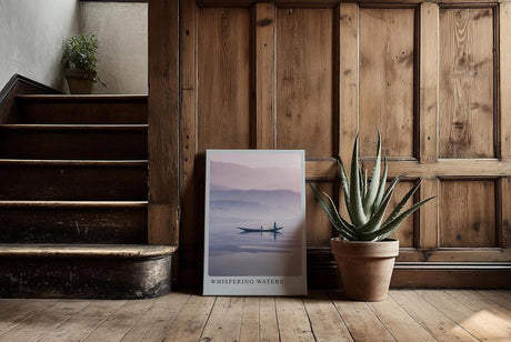 Paul Sinus Kunstdruck 40x60cm Boot See Morgenstimmung Nebel Berge Stille Whispering Waters