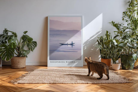 Paul Sinus Kunstdruck 40x60cm Boot See Morgenstimmung Nebel Berge Stille Whispering Waters