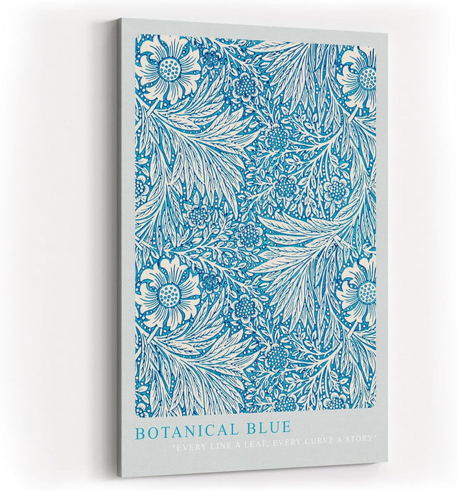 Paul Sinus Kunstdruck 40x60cm Botanical Blue florales Ornament in Blau und Weiß für stilvolle Räume