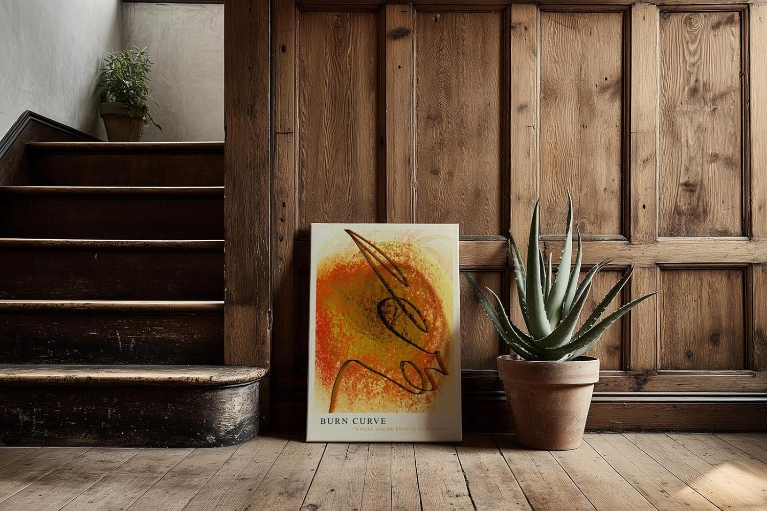 Paul Sinus Kunstdruck 40x60cm Burn Curve Rot Gelb Linie Feuer Dynamik Ausdruck Bewegung