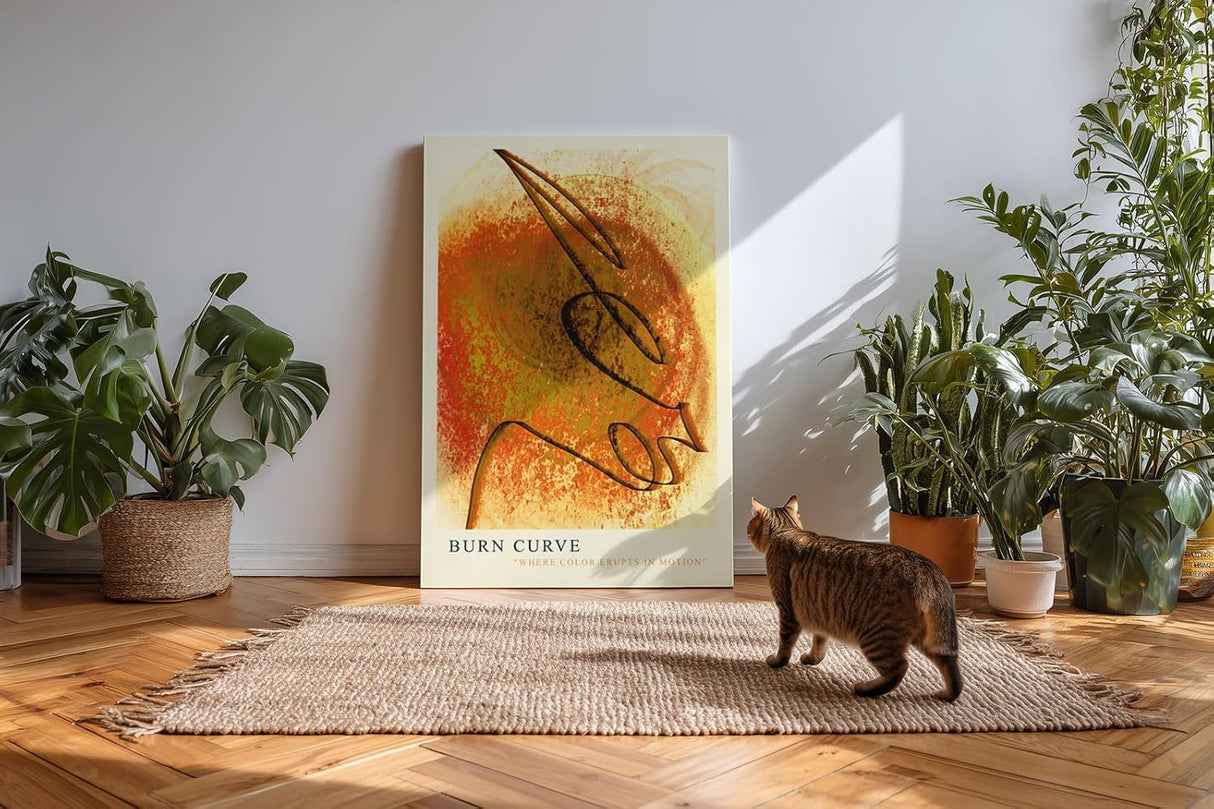 Paul Sinus Kunstdruck 40x60cm Burn Curve Rot Gelb Linie Feuer Dynamik Ausdruck Bewegung