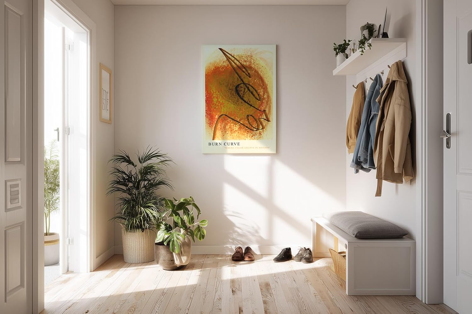 Paul Sinus Kunstdruck 40x60cm Burn Curve Rot Gelb Linie Feuer Dynamik Ausdruck Bewegung