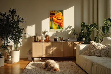 Paul Sinus Kunstdruck 40x60cm Calendula Bloom – leuchtend orange Ringelblumenblüte in Nahaufnahme