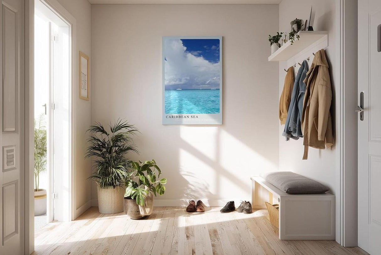Paul Sinus Kunstdruck 40x60cm Caribbean Sea – türkisblaues Meer unter dramatischem Himmel