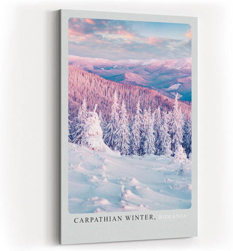 Paul Sinus Kunstdruck 40x60cm Carpathian Winter Romania Winterlandschaft Schnee Bäume Pastell