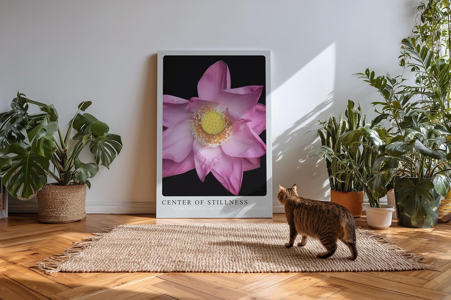 Paul Sinus Kunstdruck 40x60cm Center of Stillness Lotusblüte in zartem Rosa mit gelber Mitte