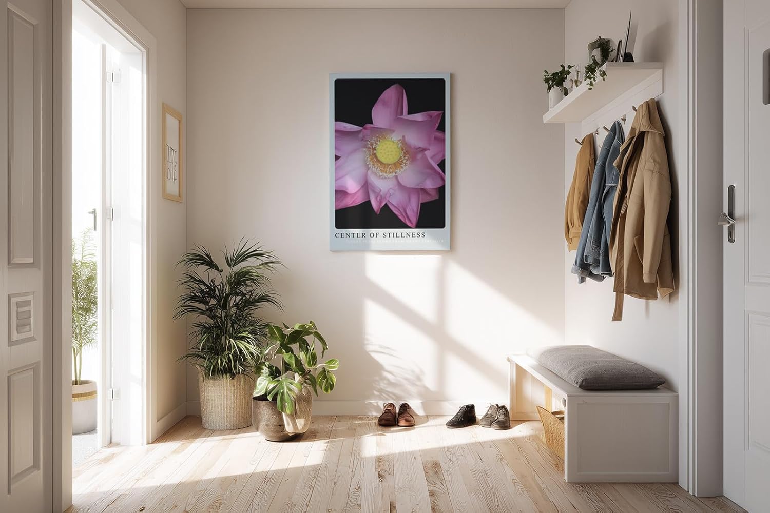 Paul Sinus Kunstdruck 40x60cm Center of Stillness Lotusblüte in zartem Rosa mit gelber Mitte