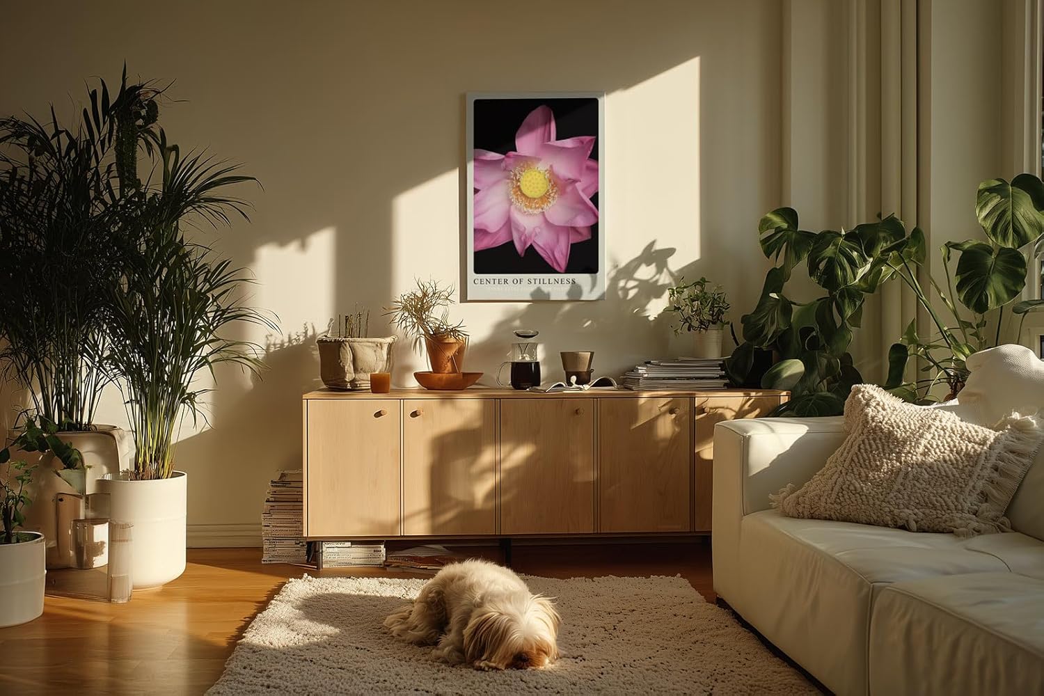Paul Sinus Kunstdruck 40x60cm Center of Stillness Lotusblüte in zartem Rosa mit gelber Mitte
