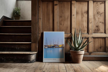 Paul Sinus Kunstdruck 40x60cm Civitavecchia Hafen in der Dämmerung – mediterrane Stimmung mit Segelbooten und Lichtreflexen