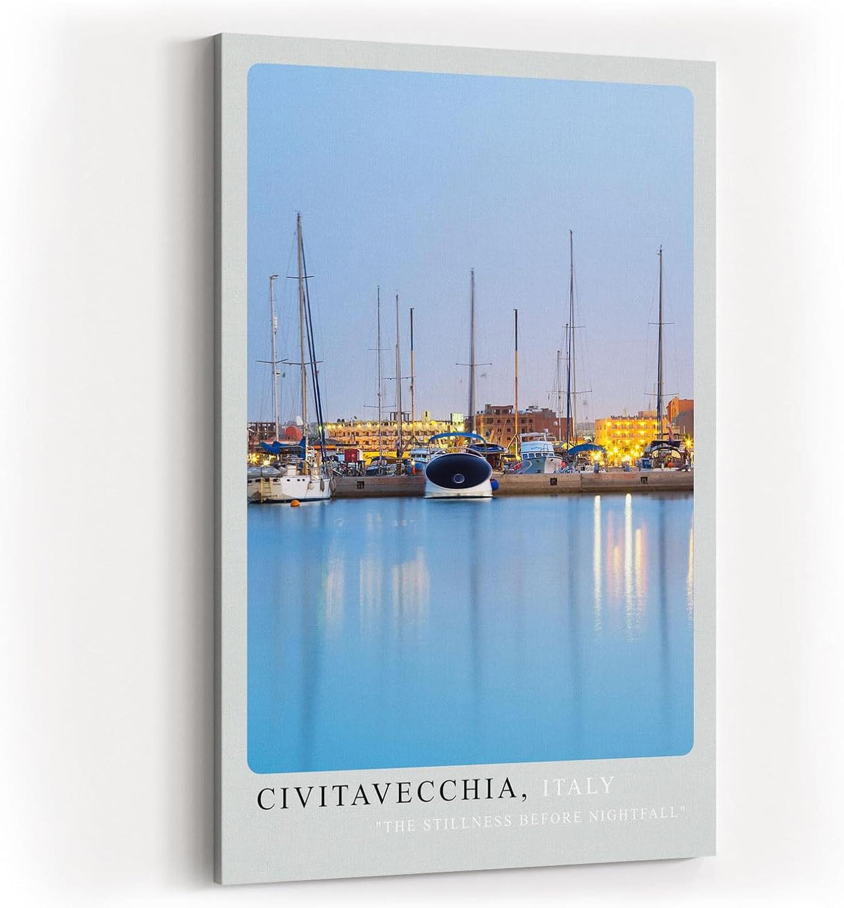 Paul Sinus Kunstdruck 40x60cm Civitavecchia Hafen in der Dämmerung – mediterrane Stimmung mit Segelbooten und Lichtreflexen