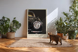 Paul Sinus Kunstdruck 40x60cm Classic Drive Nahaufnahme eines schwarzen Oldtimers mit Chromscheinwerfer