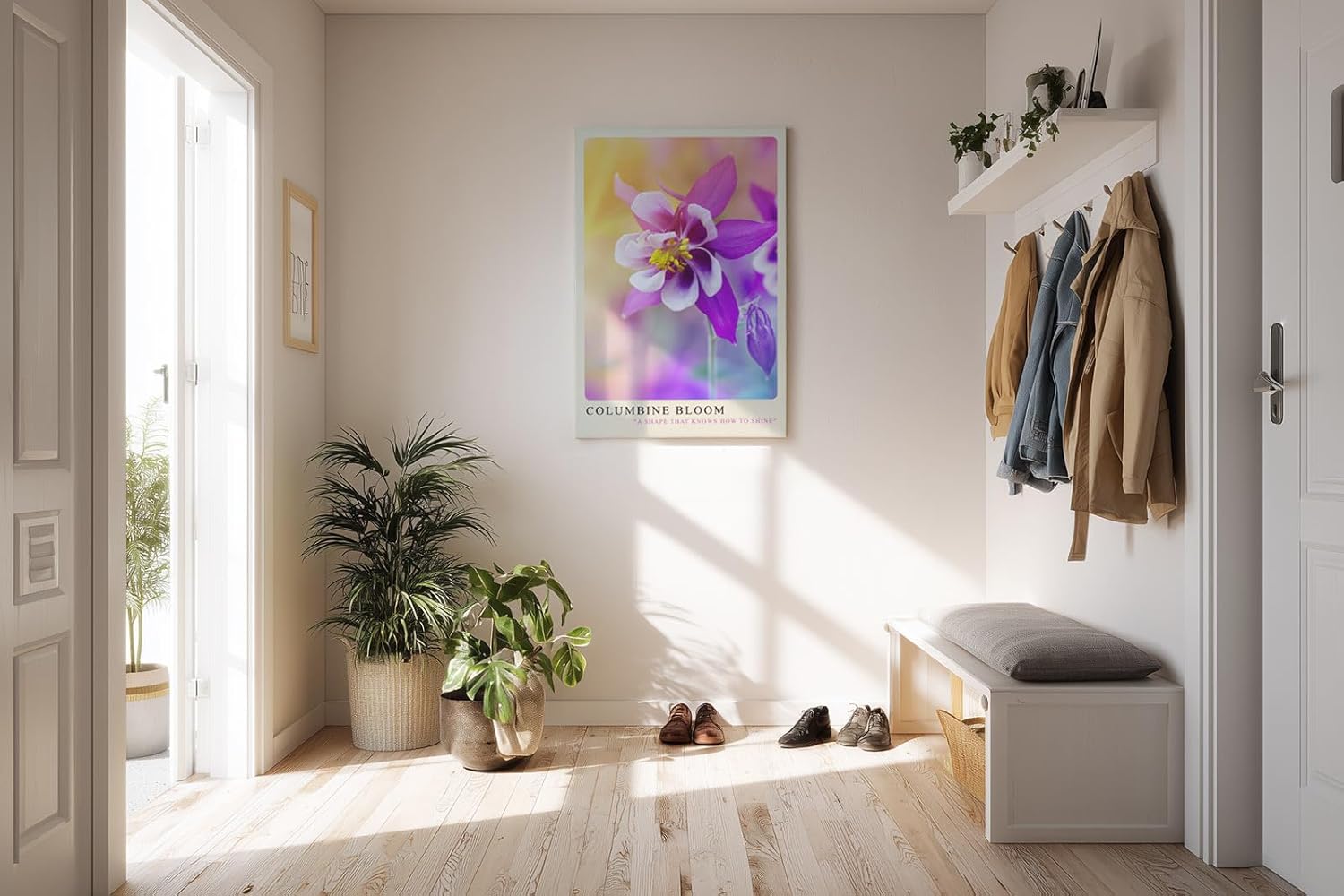 Paul Sinus Kunstdruck 40x60cm Columbine Bloom Nahaufnahme einer Akeleiblüte in zarten Farben mit Pastellhintergrund