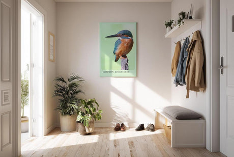 Paul Sinus Kunstdruck 40x60cm Common Kingfisher – Eisvogel auf Ast in brillanter Nahaufnahme mit leuchtenden Farben
