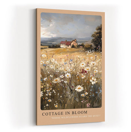 Paul Sinus Kunstdruck 40x60cm Cottage in Bloom – Wildblumenwiese mit Landhaus unter weitem Himmel in malerischer Landschaft