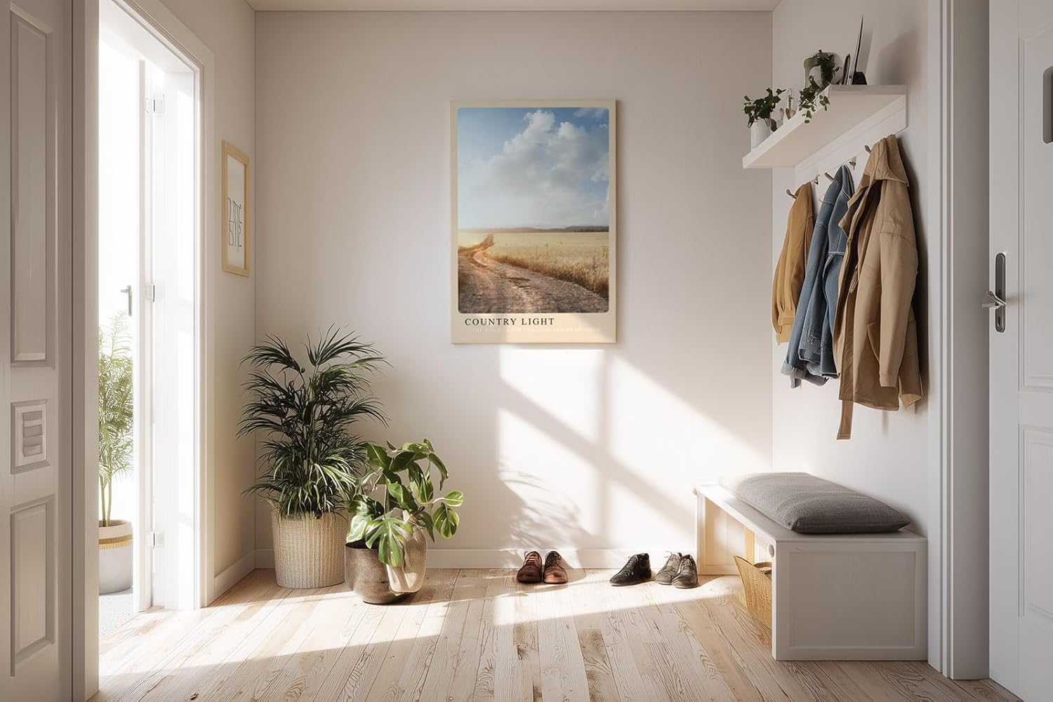 Paul Sinus Kunstdruck 40x60cm Country Light Feldweg in goldener Landschaft unter weitem Himmel