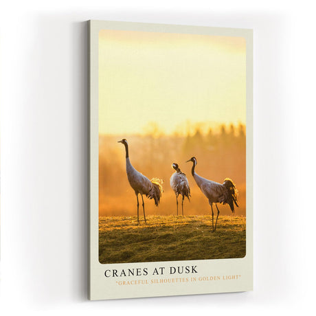 Paul Sinus Kunstdruck 40x60cm Cranes at Dusk Kraniche in goldener Abendstimmung auf Feld