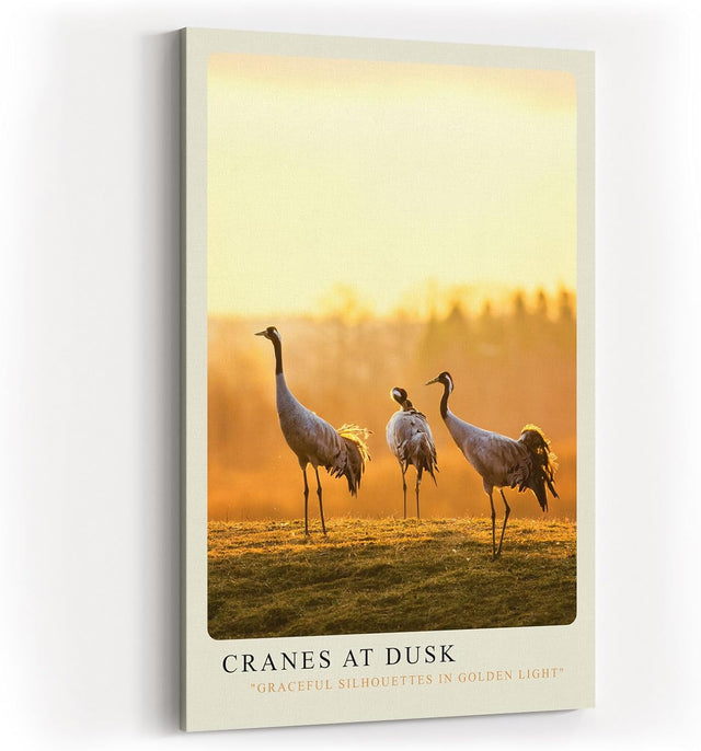 Paul Sinus Kunstdruck 40x60cm Cranes at Dusk Kraniche in goldener Abendstimmung auf Feld
