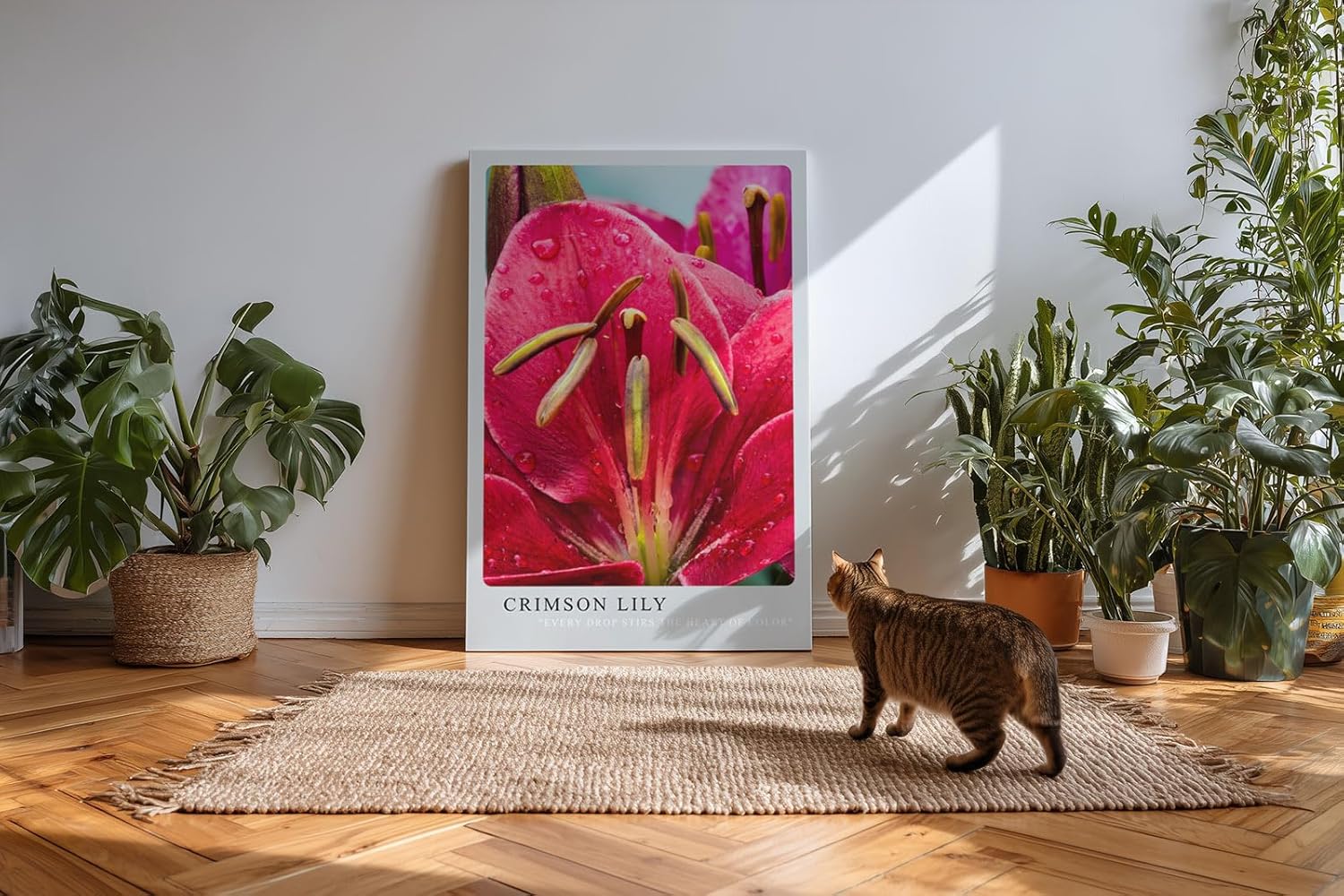 Paul Sinus Kunstdruck 40x60cm Crimson Lily rote Lilienblüte mit Wassertropfen in Nahaufnahme