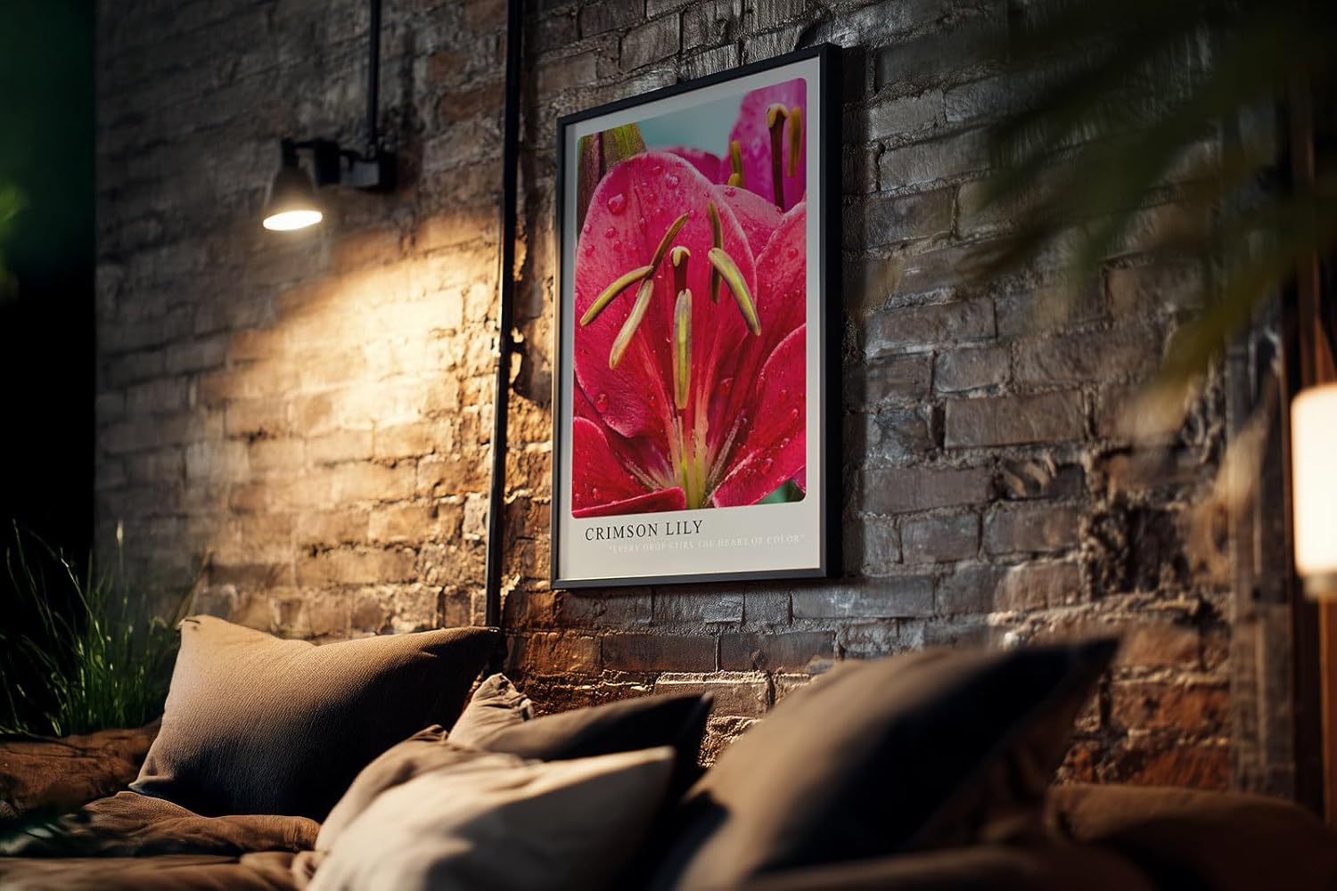 Paul Sinus Kunstdruck 40x60cm Crimson Lily rote Lilienblüte mit Wassertropfen in Nahaufnahme