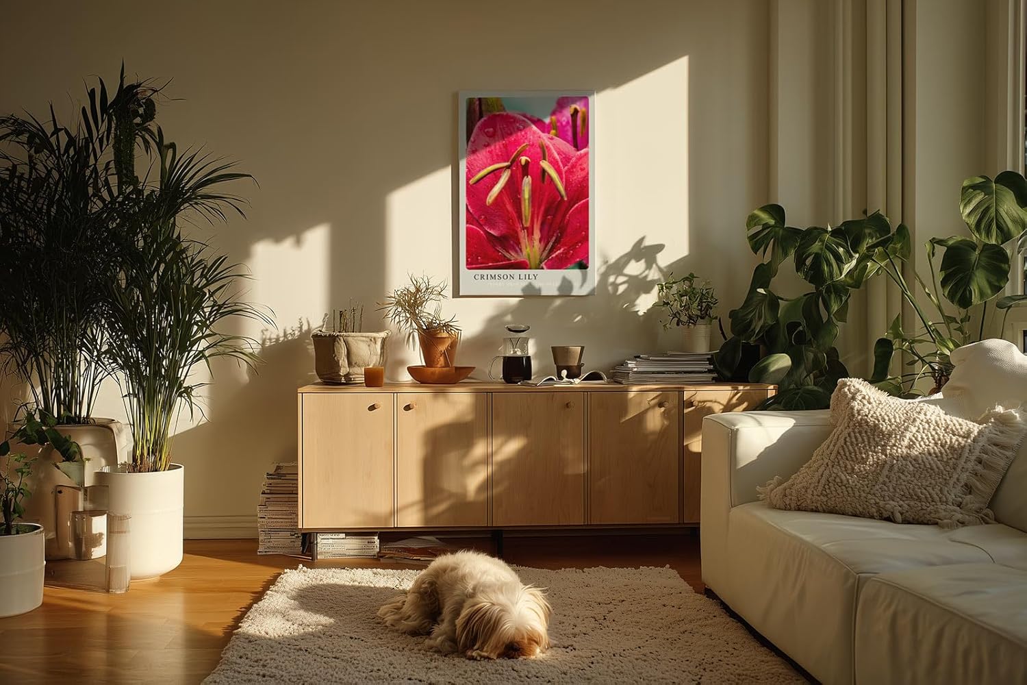 Paul Sinus Kunstdruck 40x60cm Crimson Lily rote Lilienblüte mit Wassertropfen in Nahaufnahme