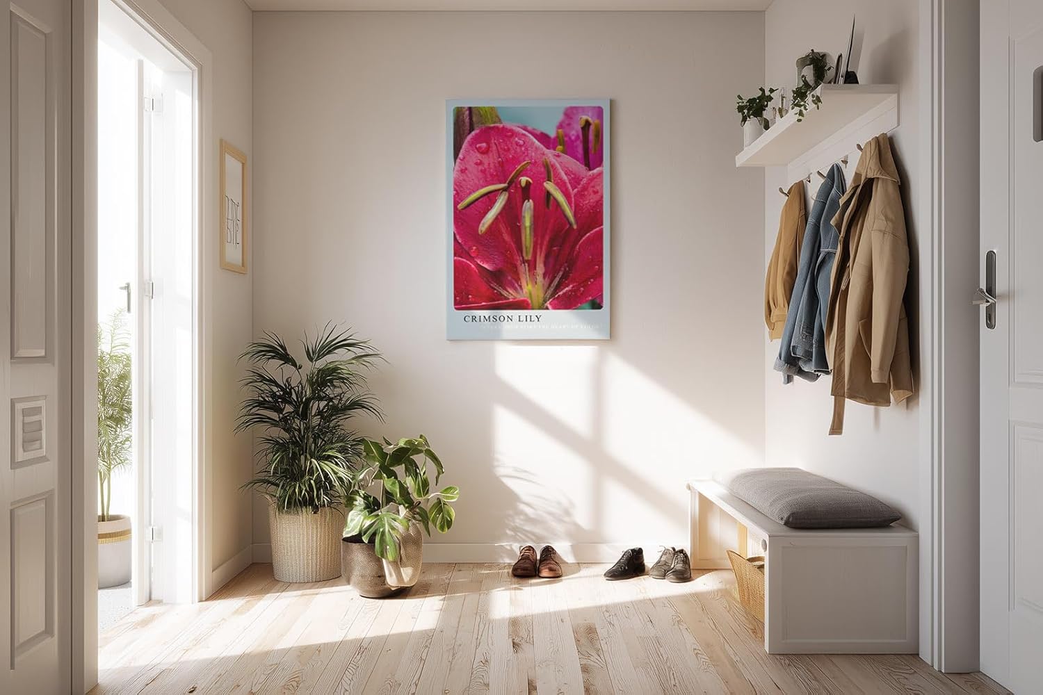 Paul Sinus Kunstdruck 40x60cm Crimson Lily rote Lilienblüte mit Wassertropfen in Nahaufnahme