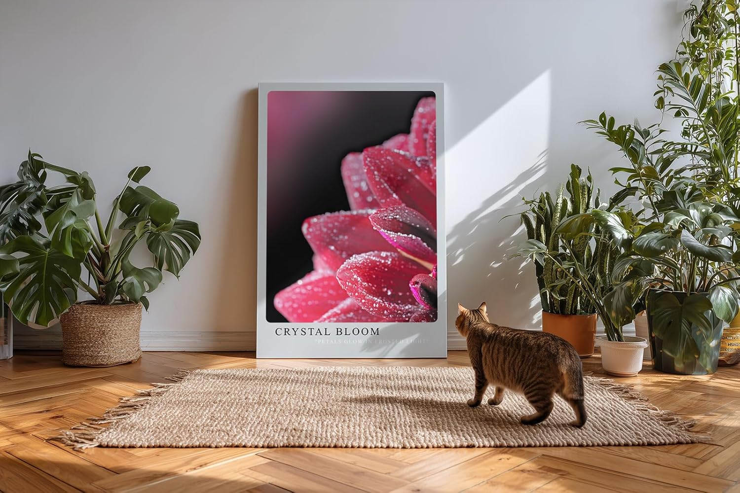 Paul Sinus Kunstdruck 40x60cm Crystal Bloom Rote Blüte mit Tautropfen in Nahaufnahme