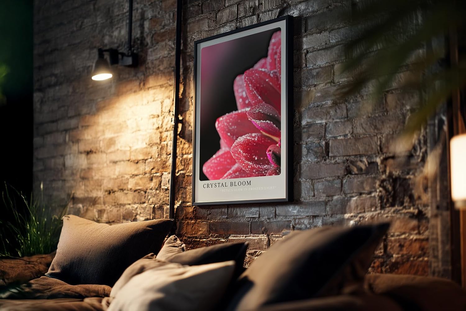 Paul Sinus Kunstdruck 40x60cm Crystal Bloom Rote Blüte mit Tautropfen in Nahaufnahme