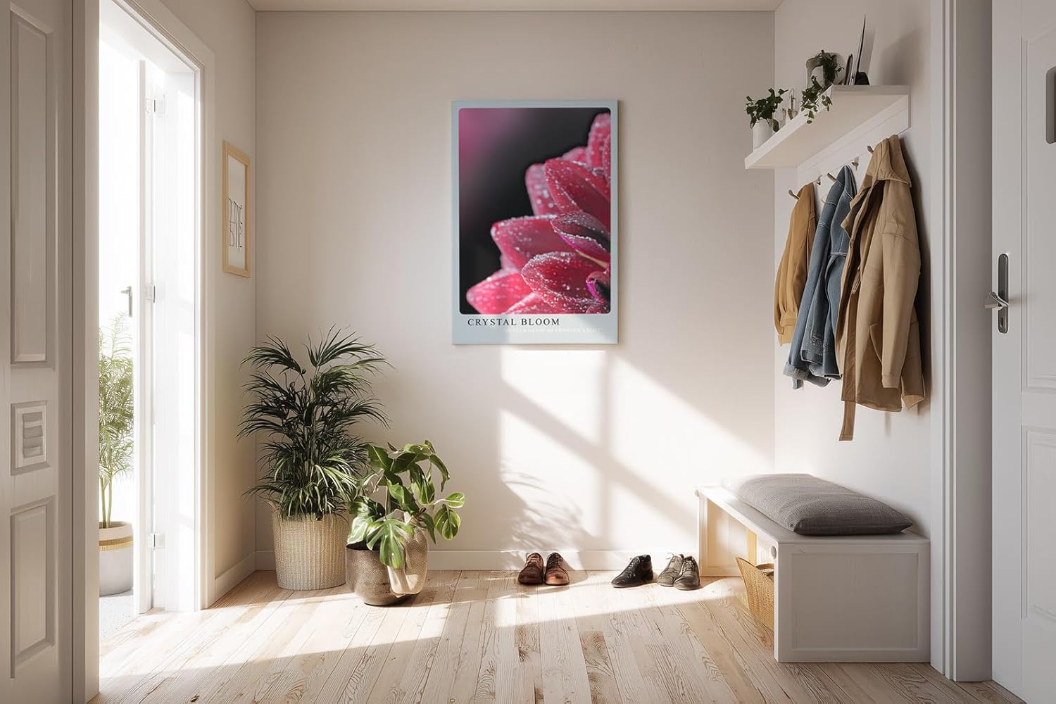 Paul Sinus Kunstdruck 40x60cm Crystal Bloom Rote Blüte mit Tautropfen in Nahaufnahme