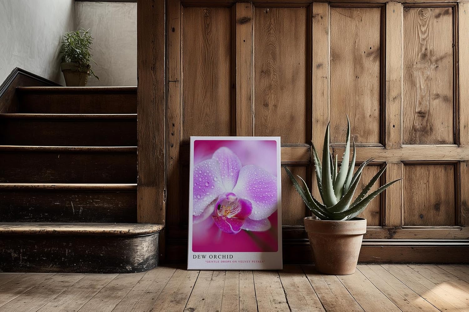 Paul Sinus Kunstdruck 40x60cm Dew Orchid Zarte Orchidee mit Tautropfen in Rosa und Violett
