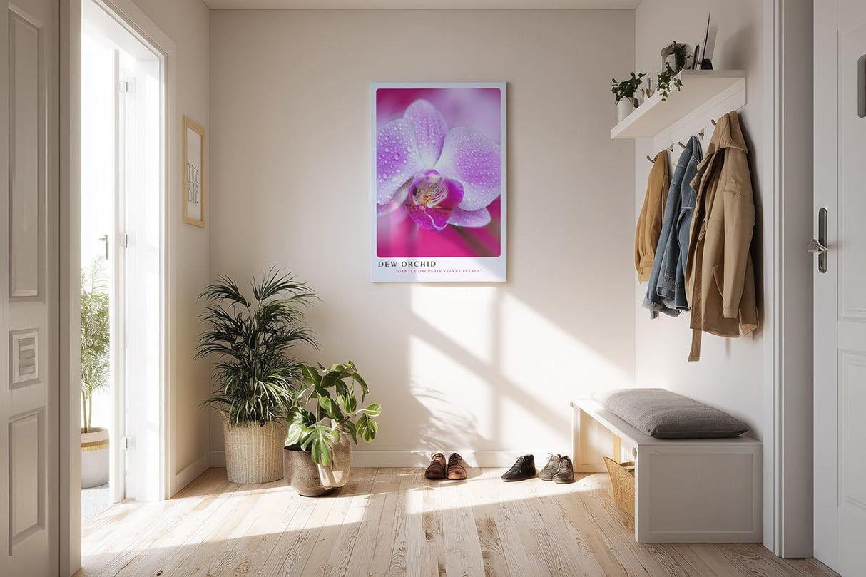 Paul Sinus Kunstdruck 40x60cm Dew Orchid Zarte Orchidee mit Tautropfen in Rosa und Violett