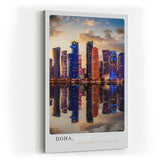 Paul Sinus Kunstdruck 40x60cm Doha Katar – moderne Skyline mit Spiegelung im Wasser bei Abendlicht