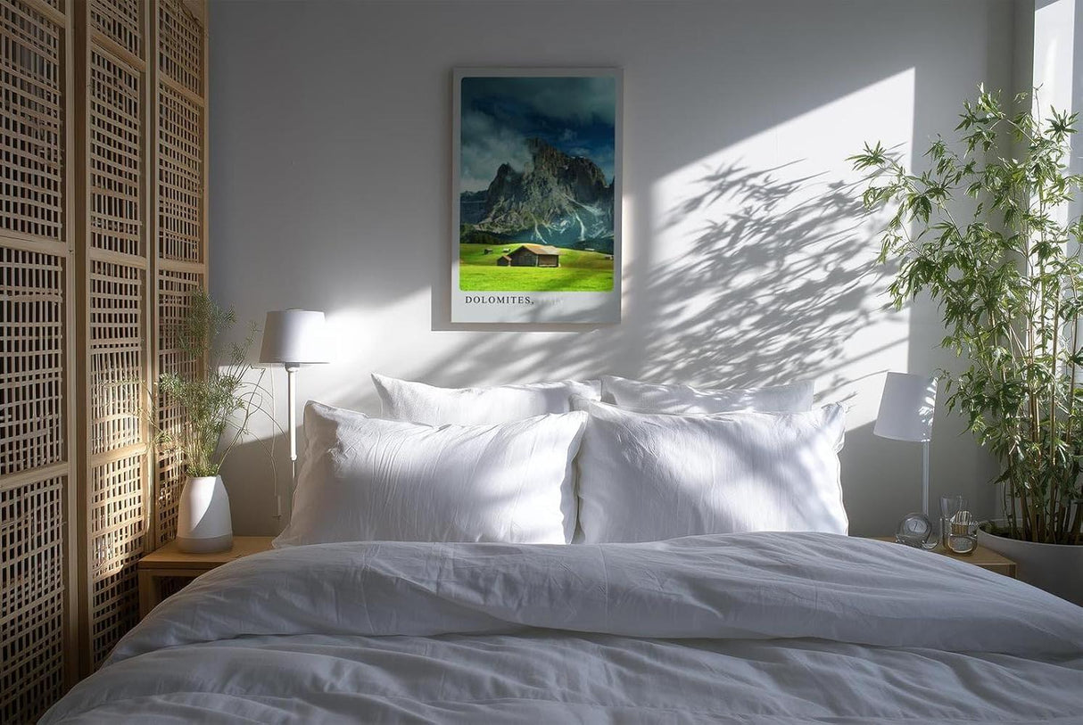 Paul Sinus Kunstdruck 40x60cm Dolomiten mit dramatischem Himmel und Almhütten – Alpenpanorama aus Italien