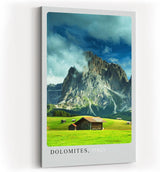 Paul Sinus Kunstdruck 40x60cm Dolomiten mit dramatischem Himmel und Almhütten – Alpenpanorama aus Italien