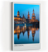 Paul Sinus Kunstdruck 40x60cm Dresden Germany – Barocke Altstadt mit Spiegelung in der Elbe bei abendlichem Licht