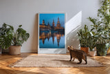 Paul Sinus Kunstdruck 40x60cm Dresden Germany – Barocke Altstadt mit Spiegelung in der Elbe bei abendlichem Licht