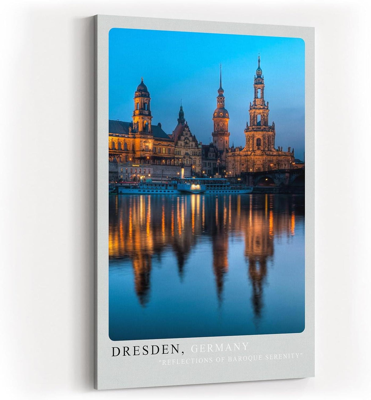 Paul Sinus Kunstdruck 40x60cm Dresden Germany – Barocke Altstadt mit Spiegelung in der Elbe bei abendlichem Licht