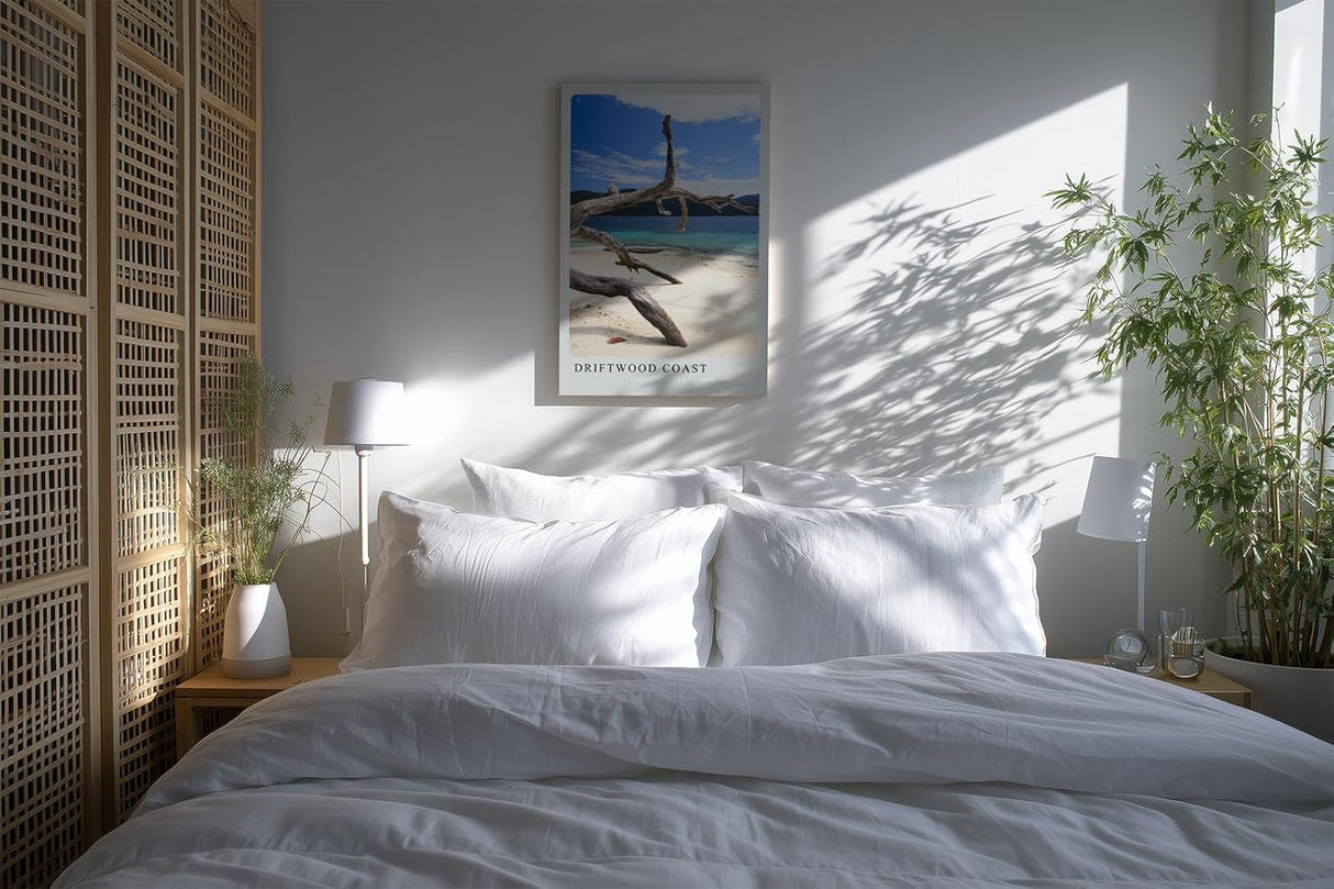 Paul Sinus Kunstdruck 40x60cm Driftwood Coast Strand Meer Treibholz Natur Türkis Fotografie