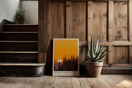 Paul Sinus Kunstdruck 40x60cm Duomo di Milano – Der Mailänder Dom im Sonnenuntergang als Silhouette vor goldenem Himmel