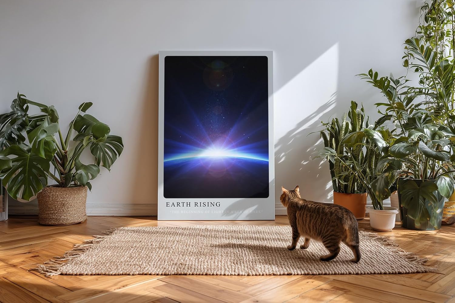 Paul Sinus Kunstdruck 40x60cm Earth Rising – Sonnenaufgang über dem Planeten im Universum mit kosmischem Lichtspiel
